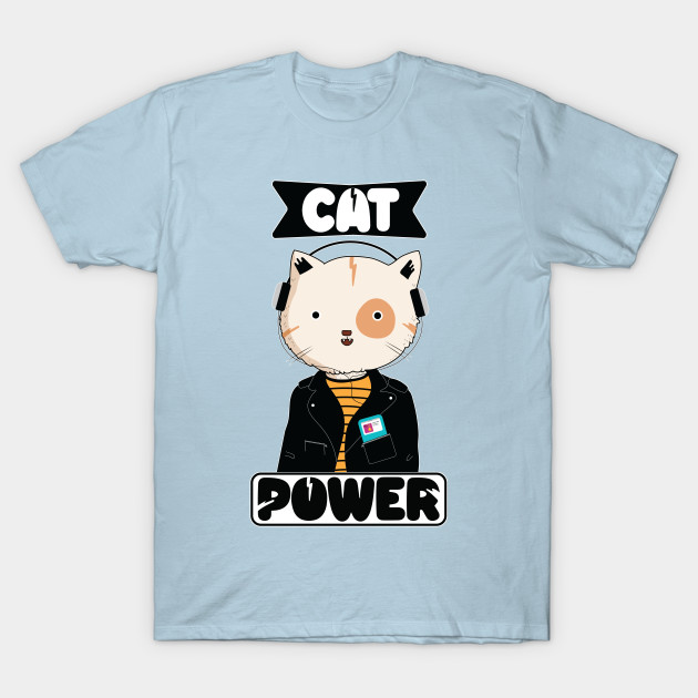 Cat Power Cat listening to music with old school Ipod Cat Power TShirt TeePublic